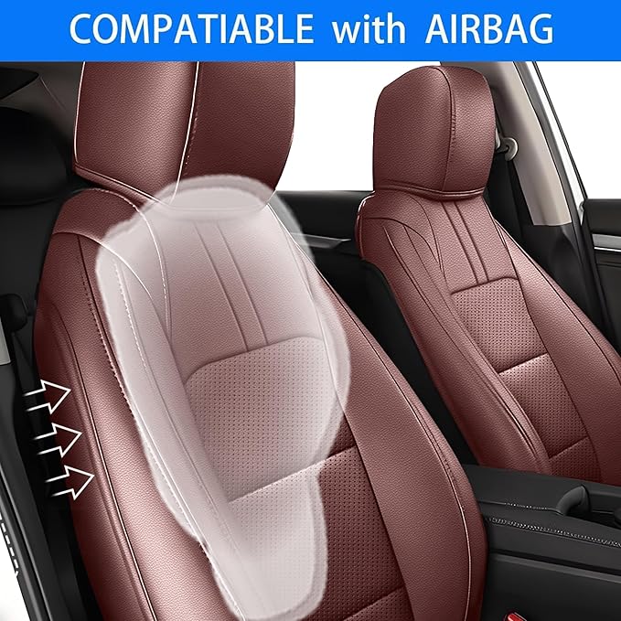 AOMSAZTO Custom Fit Seat Covers for Honda Civic Hatchback 2022 2023 2024 Sport/LX &Hatchback Hybrid Sport 2025 Full Set Faux Leather Seats Cover Burgundy