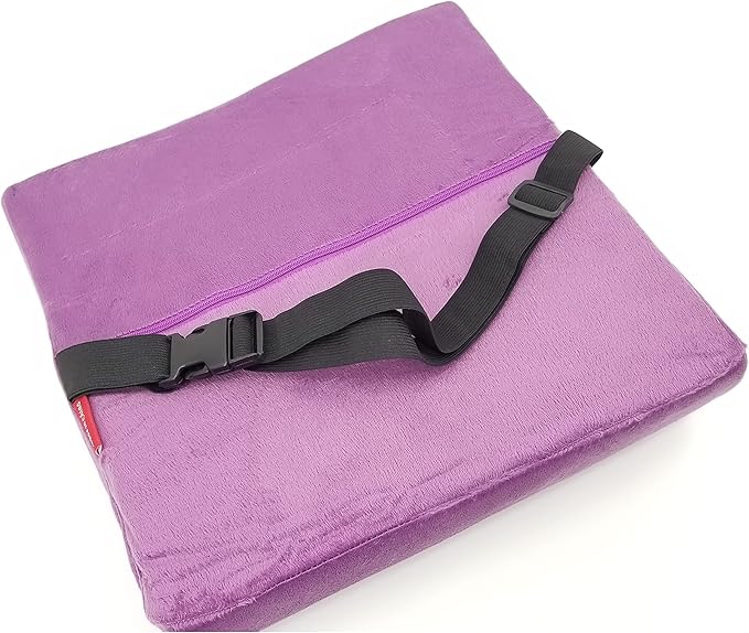 Bookishbunny Comfortable Ergonomic Memory Foam Back Lumbar Support Cushion for Chairs Car Office Home with Removable Soft Velvet Cover (Purple)