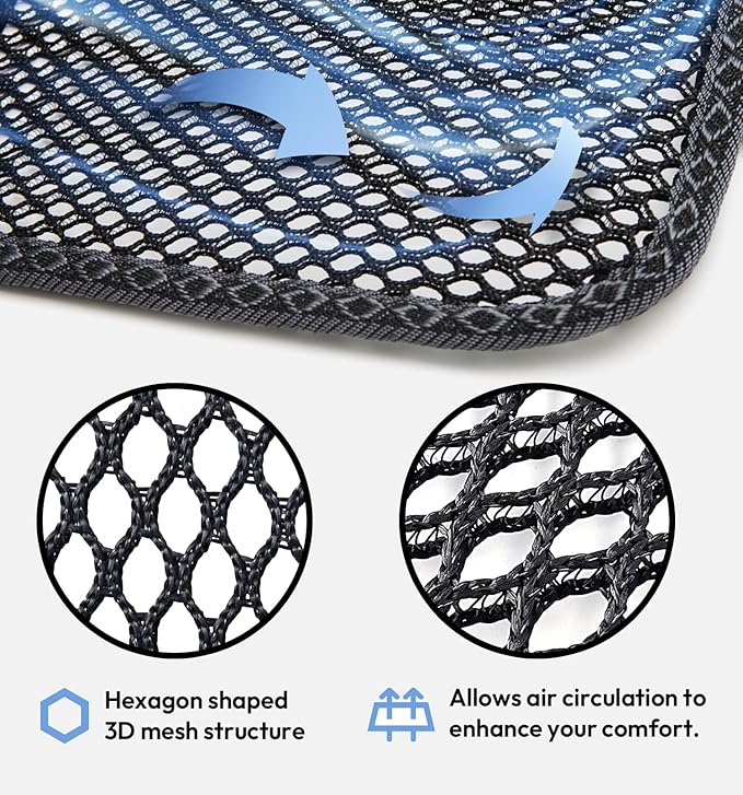 carrotez 2 Pack Double Breathable 3D Air Mesh Cool Seat Cushion Pad for Cars Seats, Home Office Chairs, Wheelchairs, 17.75" x 17.75" - Black