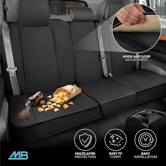 Deluxe Edition Napa Leather Seat Covers Full Set – Black & Gray Car Seat Covers Front Seats and Back Car Seat Protector, Waterproof and Universal Fit for Most Small to Mid Size Truck & SUVs