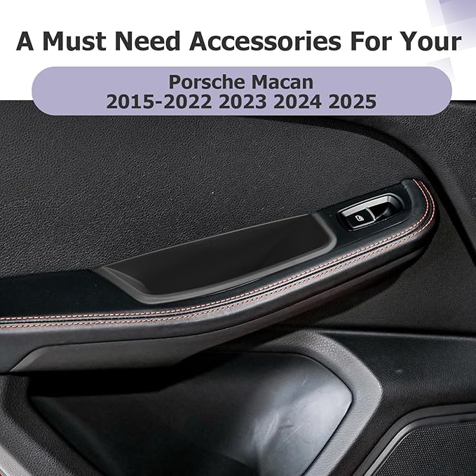 LUWU Door Tray Organizer Compatible with 2015-2025 Porsche Macan S/T/GTS Accessories Center Console Organizer Armrest Console Storage Box Insert Tray ABS Material Black 4PCS (Not for Macan EV)