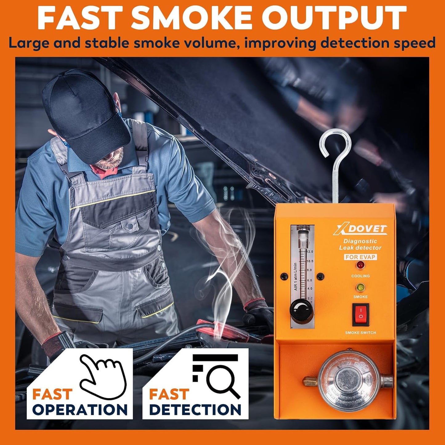Professional Evap Smoke Machine Leak Detector, XDOVET KSD-204 Automotive Smoke Machine, Smoke Tester for Cars,Vehicles Motorcycles, Trucks