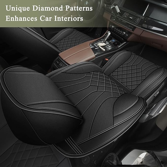 Full Set Car Seat Covers for Nissan Pathfinder 2011-2024 2025 2026: Breathable Perforated Leather Seat Cover (Black)