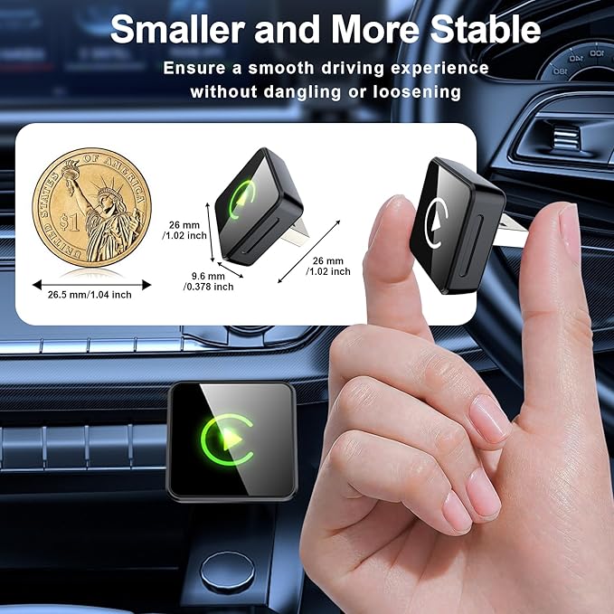 Wireless CarPlay Adapter 2026 Upgraded, 2-in-1 Adapter Converts Wired to Wireless Dongle, 5GHz WiFi Auto-Connection, Plug & Play for Cars with Factory Wired CarPlay/Android Auto (Grey)