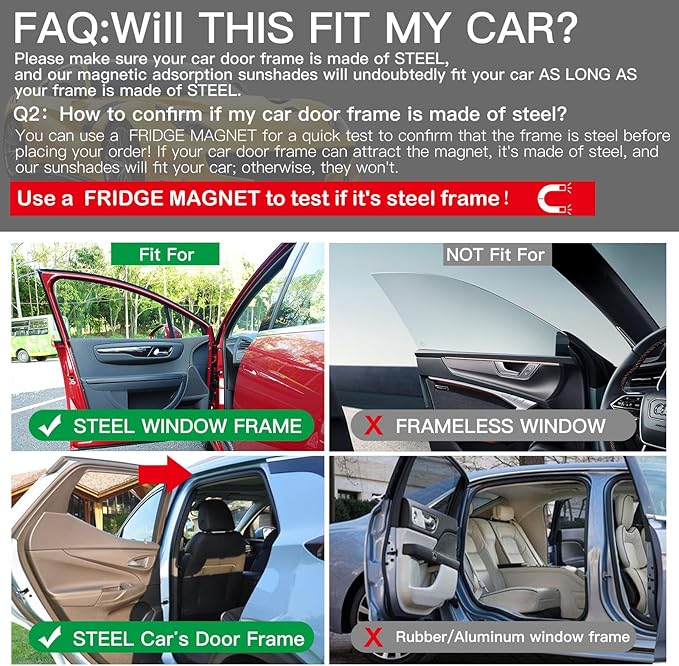 Ovege Car Window Shades Magnetic 2pcs Universal Car Window Screen Mesh Side Window Sun Shade Automotive Window Sunshades for Driver Passenger (Front Seat 2pcs-)