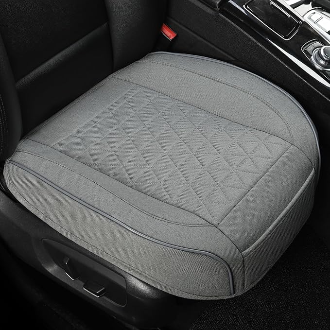 West Llama Linen Front Car Seat Cover Protector Anti-Slip Bottom Seat Cover Fits 95% of Vehicles,Wrapping Around The Bottom,Triangular Pattern(Gray-2Pcs)