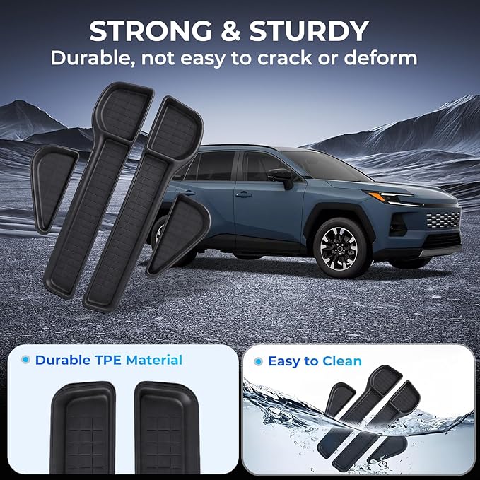 4PCS Door Side Organizer Storage Tray for Toyota RAV4 Interior Accessories, Front & Rear Door Storage Insert Tray for 2026 RAV 4, Black