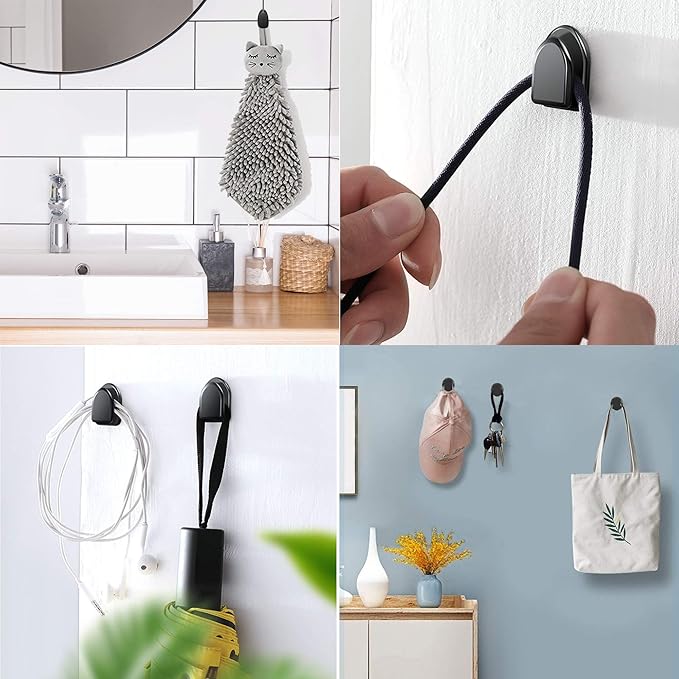 Randconcept - Car Key Holder Hanger for Mask Car Dashboard Hook Stick on Dashboard | Wall Fob Hanging Hooks | Key Fob Holder | USB Cable Organizer | Earphone Cable Winder (4 Pack)