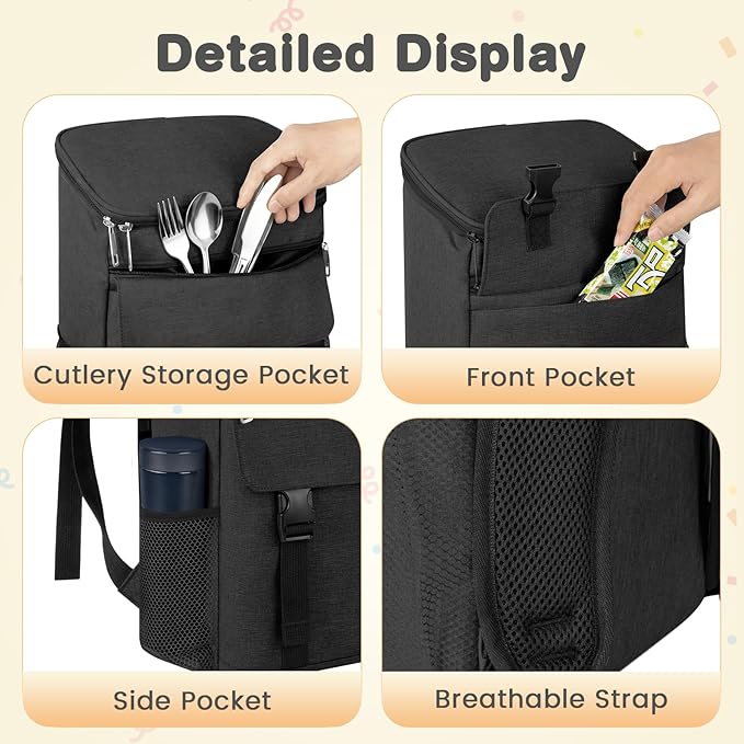 Backpack Cooler, 30 Cans Insulated Lunch Backpack for Men & Women, Portable Leak Proof Cooler Bag for Work Office Picnic Beach Hiking Camping Travel