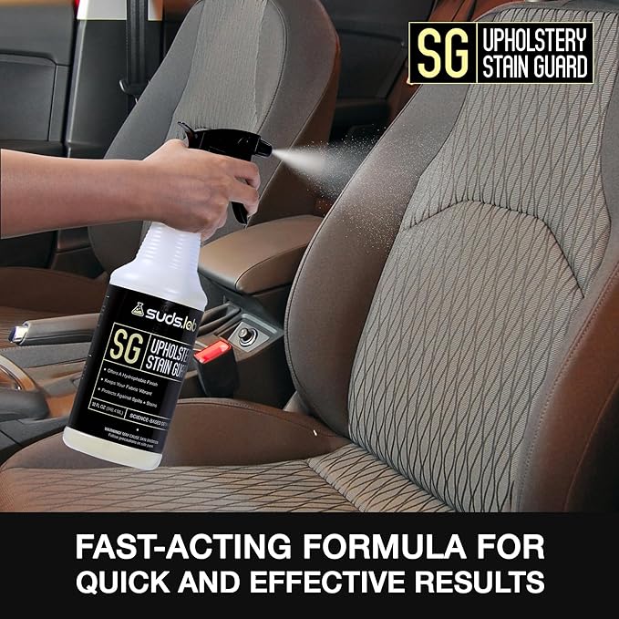 Suds Lab SG Upholstery Stain Guard for Car Seats, Cloth, Furniture, Restore Fabric Repellency and Prevent Stains, 32 Oz.