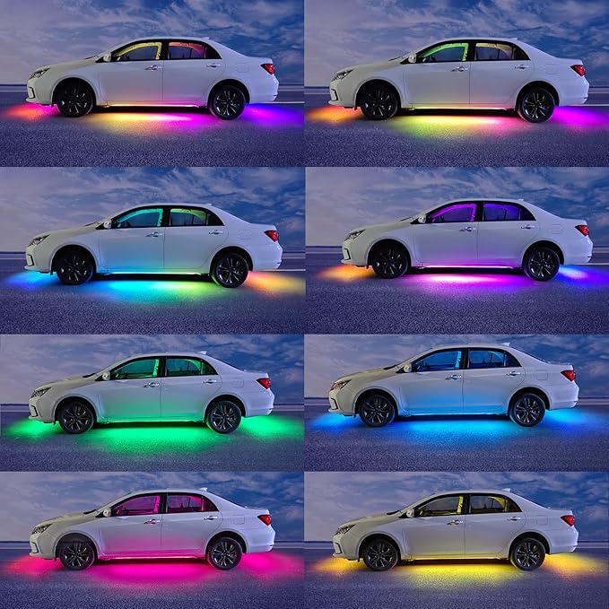 Yielinth Underglow Kit, RGB-IC Under Car Lights With Dream Color Dancing Chasing, 213 Scene Modes, App and Remote Control, 5 Music Modes LED Lights for All Cars