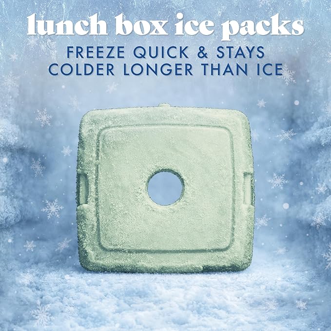 Cool Coolers by Fit & Fresh Slim Ice Packs, Quick Freeze Reusable Ice Packs for Lunch Boxes & Coolers, Long-Lasting, Space Saving Lunch Ice Packs, Sage, 4Pk