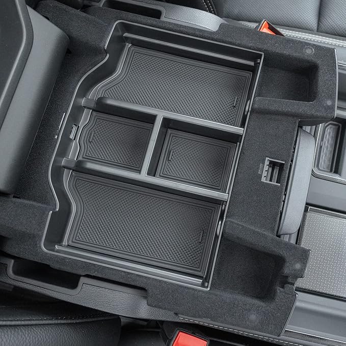 PIMCAR Compatible with 2019-2024 2025 2026 Dodge RAM 1500 2500 3500 Center Console Organizer ABS Plastic Material Interior Accessories Armrest Box Insert Tray (Black Trim)