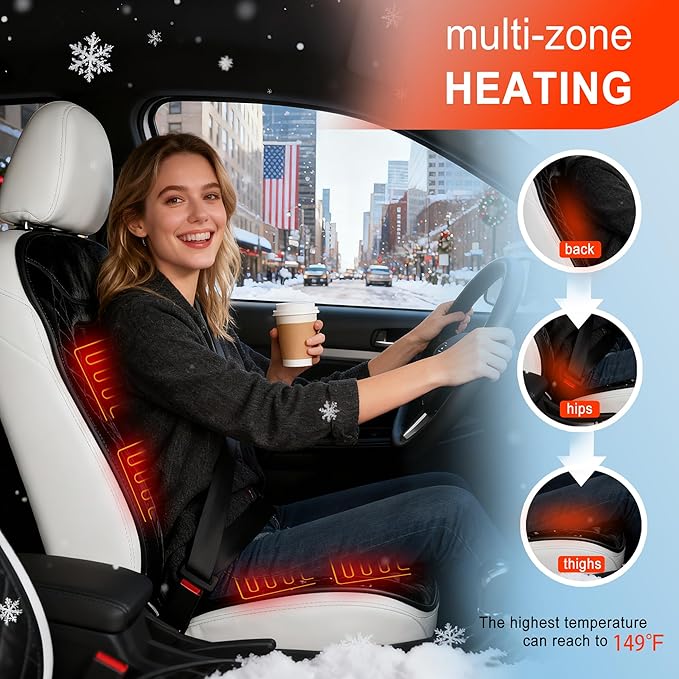 Car Seat Cushion Comfortable Seat Cover for Car Truck SUV Van, Full Back and Seat Cushions for Driver and Passenger (Black-1, 1PCS, Driver Seat)