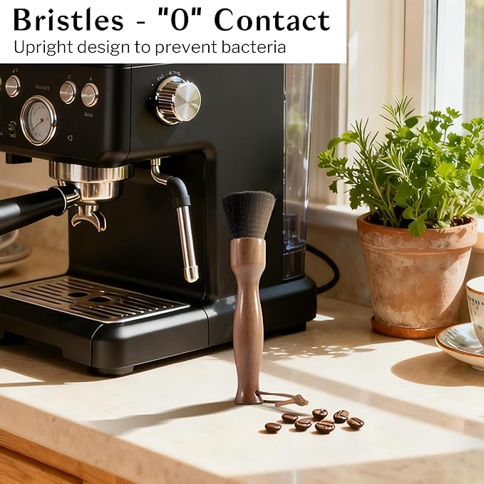 Belongtous Coffee Grinder Cleaning Brush, Fluffy & Soft Bristles Coffee Brush and Walnut Wood Handle, Espresso Machine Brush Cleaner Tool for Barista Home Kitchen