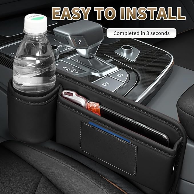 Kwak's Car Seat Gap Filler Organizer (2PC) – Fits 0.2"-1.2" Gap Premium Leather Car Console Organizer for Phone/Keys – Universal Front Seat Organizer for Car SUV Truck (Red)