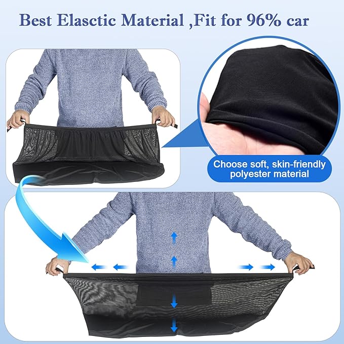 Car Rear Side Window Shades,2 Pack Stretchy Mesh Car Window Screens Sun Shades Mosquito Nets Covers Fit for 96% Cars SUVs, Anti-Sun Glare,UV Protection,Privacy Protection