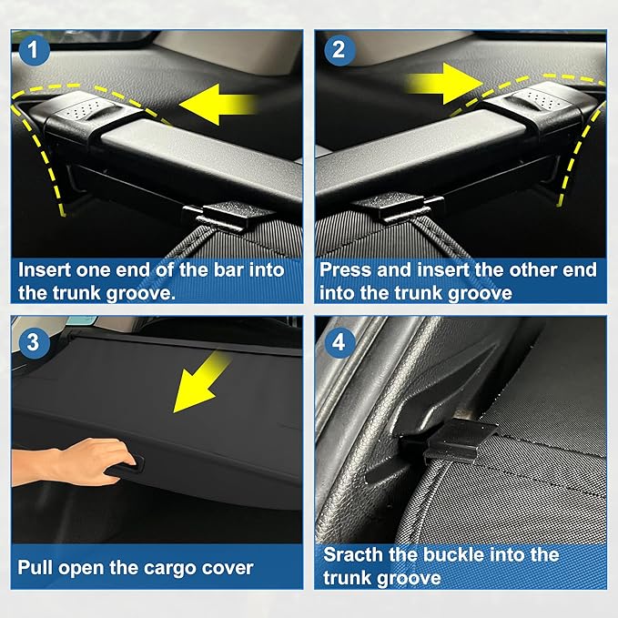 X AUTOHAUX Retractable Cargo Cover for Hyundai Tucson 2022-2024 Waterproof Non Slip SUV Rear Trunk Shielding Shade Black