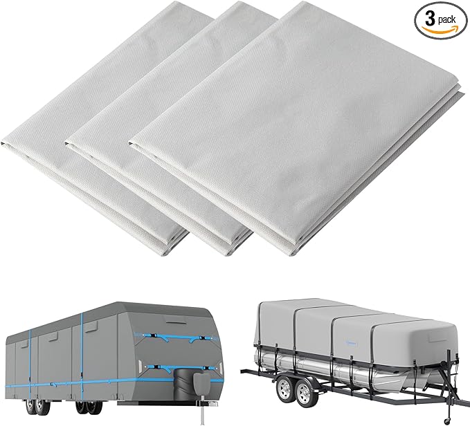 Tuszom 900D 3PCS (28.5" L*19" W) RV Cover Repair Kit Heavy Duty Self-Adhesive Canvas Patch Repair Kit for Car/Tire/RV Cover