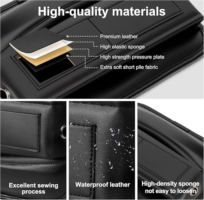 Car Seat Gap Filler Organizer, Universal Premium Leather Car Gap Filler with Card Slots for Front Seat Between Car Seat and Console Hold Phone, Sunglasses, Keys, fit for Car Suv Truck - 1 Pack, Black