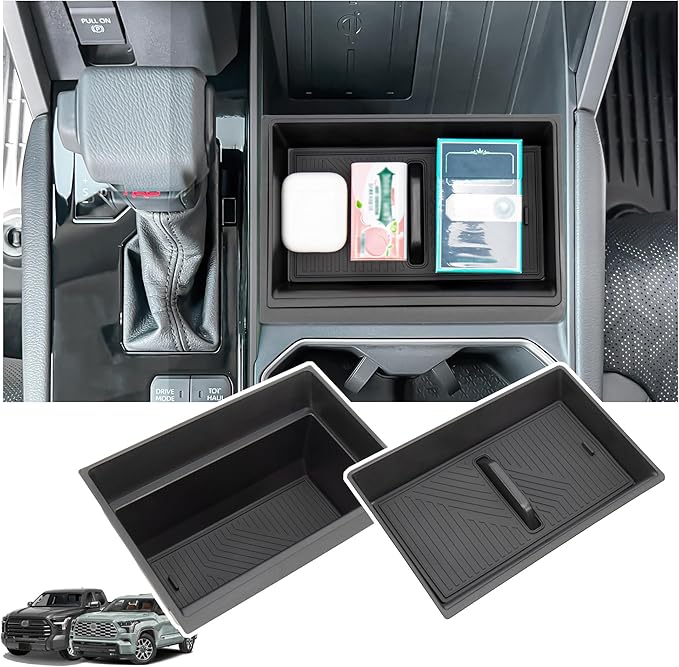 Center Console Organizer Compatible with 2022-2026 Toyota Tundra (SR/SR5/Limited/TRD Pro), 2026 Toyota Sequoia (SR5/Limited/TRD Pro) Accessories, Compartment Storage Box Tray