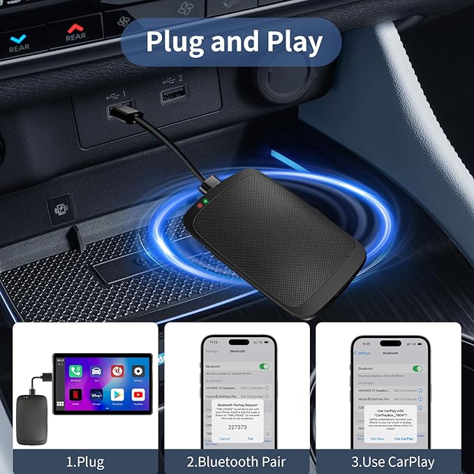 Magic Box 3.0 Support YouTube/Netflix, 2025 Upgraded 4 in 1 Wireless CarPlay Adapter, Smart Netflix carplay Adapter Ai Box, Car Video Box