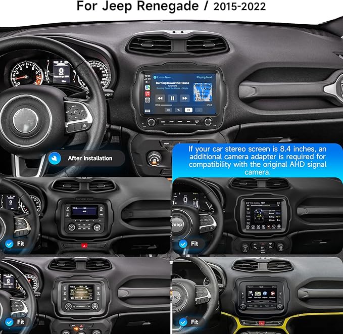 Dasaita 8GB+256GB Car Stereo for Jeep Renegade 2015-2022, Wireless CarPlay & Android Auto, Android 13 GPS Navigation, Plug & Play Off-Road Head Unit, Voice/Knobs Control, 9 Inch QLED Screen