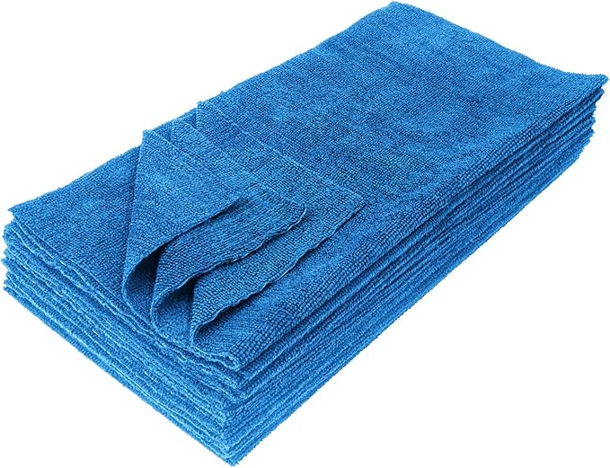 Eurow Ultrasonic Cut 300 GSM Microfiber Cleaning Towels, Streak-Free, Lint-Free, Ultra Absorbent, Scratch-Safe, for Auto Detailing, Home, Kitchen & Multipurpose Use, 16x16, 12-Pack, Blue