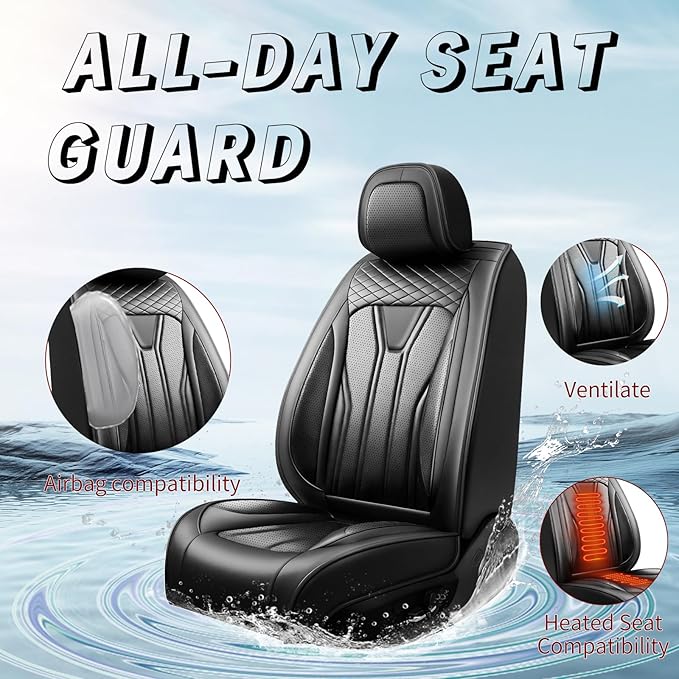 Fit Tucson Car Seat Covers Compatible with Hyundai Tucson 2010-2026, Premium Leather Breathable, Wear Resistant, Airbag Compatible, All-Weather Protection & Full Coverage, Full Set All Black