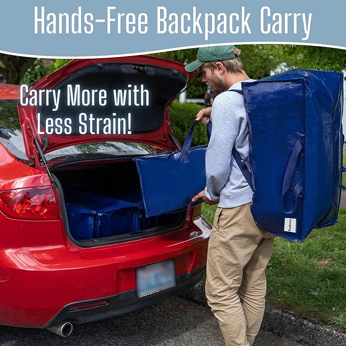 VENO 20 Pack Heavy Duty Moving Bags with Backpack Straps, Zippers & Handles, Extra Large Packing Bags for College Dorm Essentials, Moving Supplies Alternative to Cardboard Moving Boxes