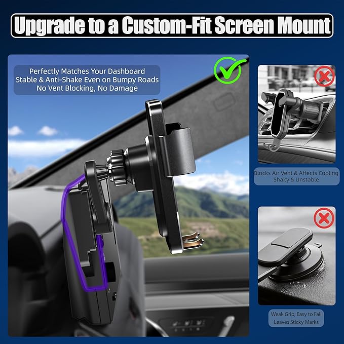 Car Phone Mount for 2023-2026 Honda CR-V & HR-V, Smart Auto-Clamping on 7/9" Touchscreen, 15W Wireless Fast Charging, Premium Aluminum Holder, Without Blocking Airflow