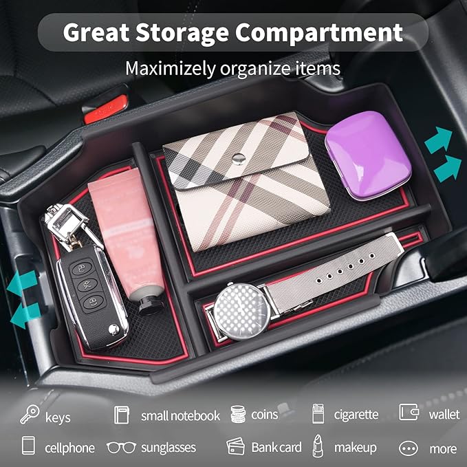 CDEFG 2023-2026 Accord Center Console Accessory Organizer for 2023 2024 2025 2026 Accord Sport EX-L L Touring LX EX Console Armrest Tray Storage Box 2023-2026 Accord 11th Gen Hybrid Accessories (Red)