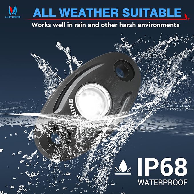 MICTUNING 4 Pods Pure White Rock Lights Kit - IP68 Waterproof, with Wiring Harness - Ultimate Underglow for Car, Truck, ATV, UTV, SUV, Off-Road, Golf Cart & Boat