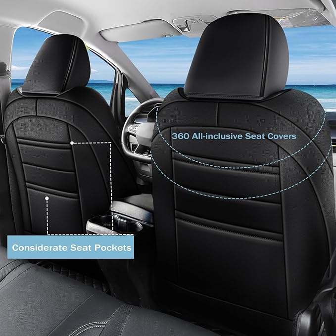 AOMSAZTO Custom Fit Seat Covers for Honda HR-V 2019 2020 2021 2022 EX, Sport, EX-L,Touring Full Set Faux Leather Black