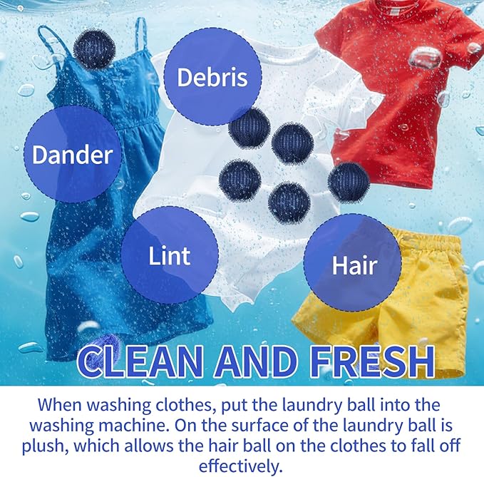 Pet Hair Remover for Laundry(12 PCS) - Washing Machine Hair Collector & Pet Hair Removal Tool, Cat Dog Hair Collector for Washer, Reusable Lint Trap for Front Load & Top Load Washers (Dark Blue) (12)