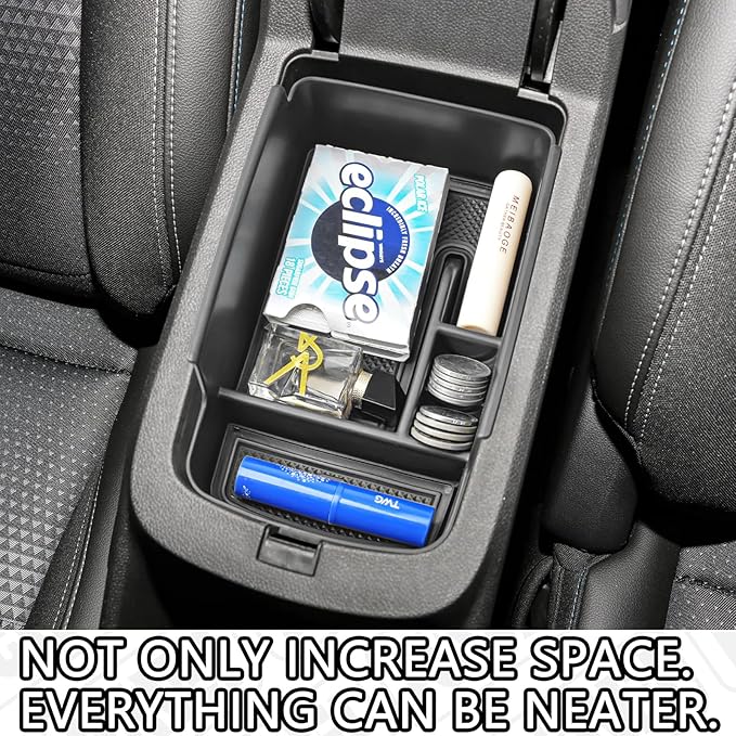 HGWEI Center Console Organizer Tray Compatible with 2024 2025 2026 Chevrolet Trax and 2024-2026 Buick Envista Interior Accessories Insert Armrest Secondary Storage Box Coin Holder, Black