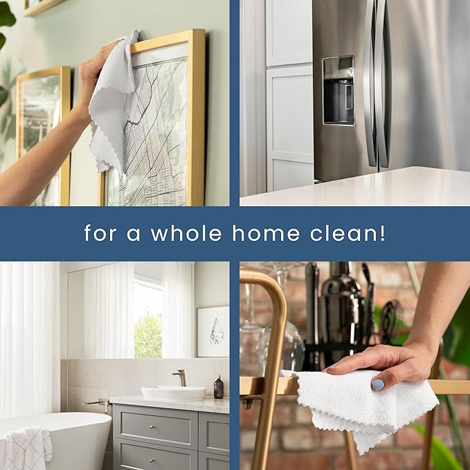 S&T INC. Microfiber Cleaning Cloths with Box, Two 50pk Boxes, Bulk Towels for Home, Reusable Microfiber Towels for Cars, Cleaning Rags, White, 190gsm, 11.8 Inches x 11.8 Inches