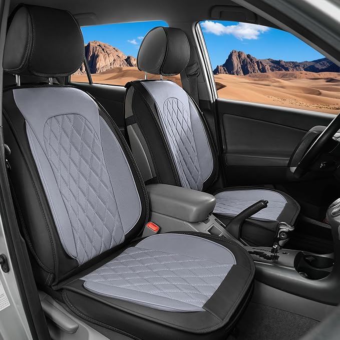 LINGVIDO Car Seat Covers Full Set (5 Seats) - Premium Perforated Nappa Leather, Waterproof Shield, Omni-Adapt Fit SUVs Sedans, Ultimate Family & Pet Protection