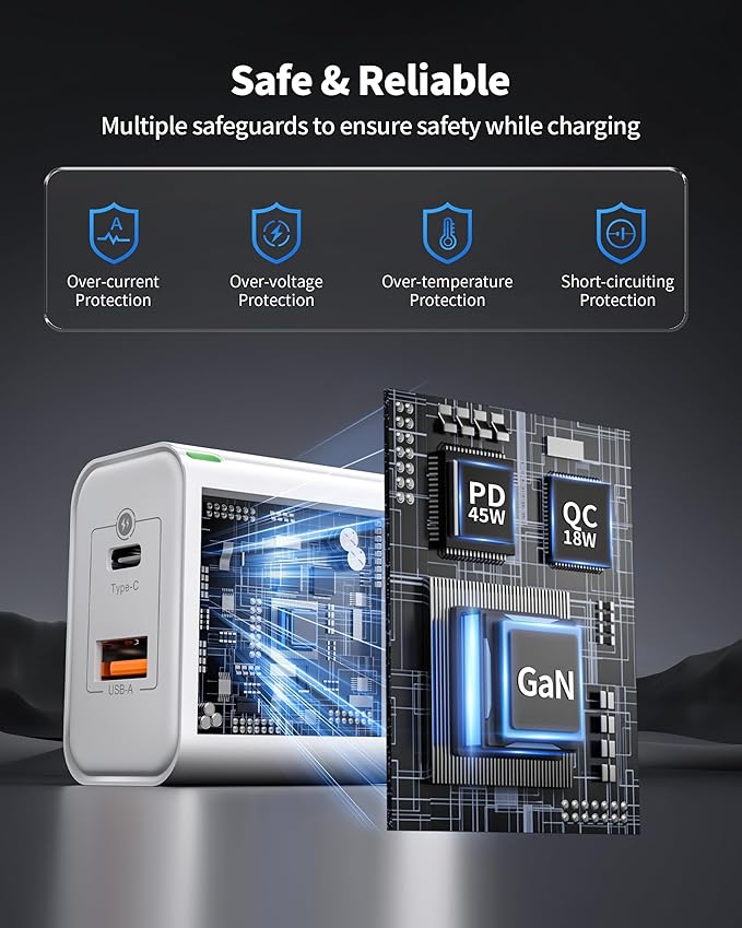 Pixel 10 9 8 Pro XL Charger Fast Charging, 2Pack 45W Dual Port USB C Super Fast Wall Charger Block with 10FT Long Type C to C Cable Cord for Google Pixel 10/10 Pro XL/10 Pro Fold/9a/9/9 Pro/8a/8/7/6/5