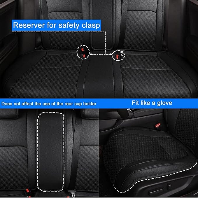 AOMSAZTO Custom Fit Seat Covers for Honda Civic Hatchback 2022 2023 2024 Sport/LX &Hatchback Hybrid Sport 2025 Full Set Faux Leather Seat Covers Black