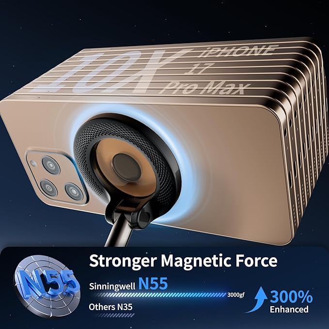 2026 Upgraded Magnetic Car Phone Holder for Magsafe, 100+LBS Ultra Strong Vacuum Suction & 3000gf Magnetic, 360° Adjustable Phone Holders for Your Car for iPhone 17 Pro Max 16 15 14 13 12 Air Plus