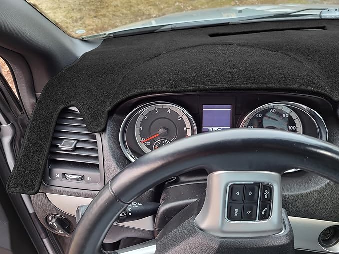 Dash Cover Mat Custom Fit for Dodge Grand Caravan/Ram C/V Tradesman/Chrysler Town Country,Dashboard Cover Carpet Pad Cap Protector Without Headlight Sensor (Black) Y08