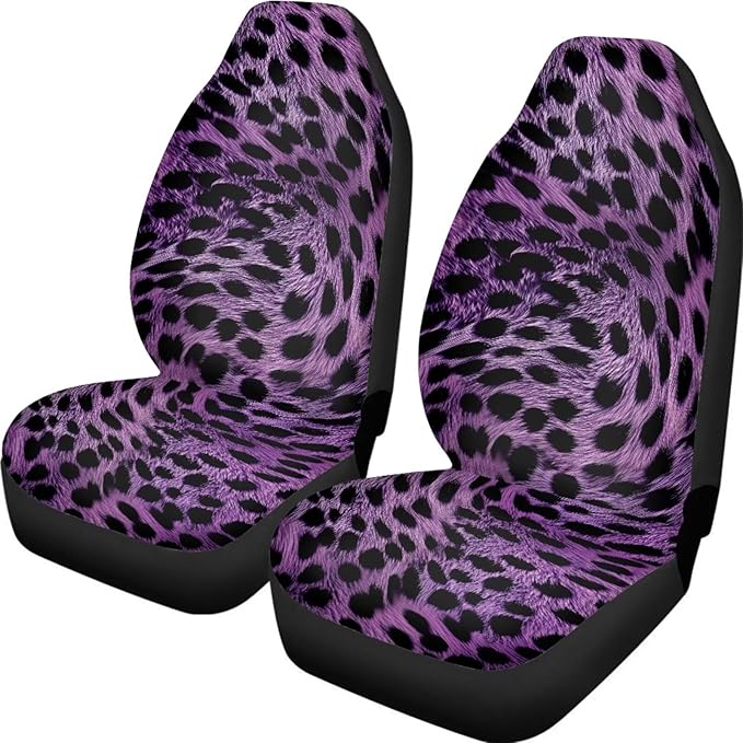 Car Seat Covers Protector Cushion for Women Men Girls Boys, Purple Leopard Print Design Car Interior Cover