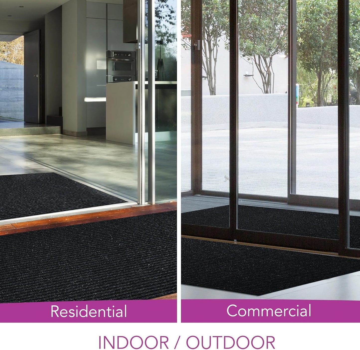iCustomRug Spartan Weather Warrior Duty Indoor/Outdoor Utility Ribbed in 3ft,4ft,6ft Widths 70 Custom Sizes with Natural Non-Slip Rubber Backing 4'X20' in Black