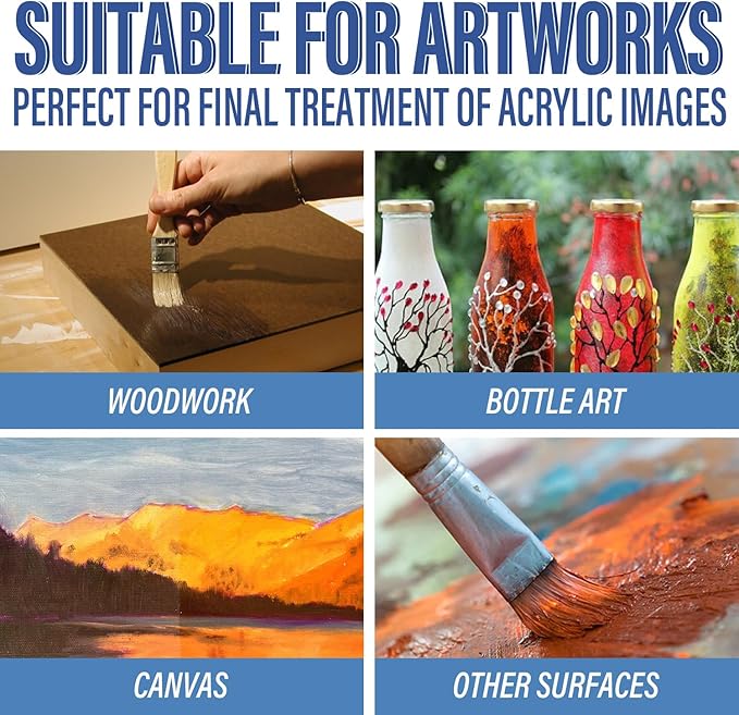 Matte Varnish for Acrylic Painting, Satin & Matte Acrylic Varnish, Non-Yellowing, Non-Toxic, Anti-Crazing, Satin & Matte Finish, Clear Coat for Artwork, for Pro, Hobby Artists