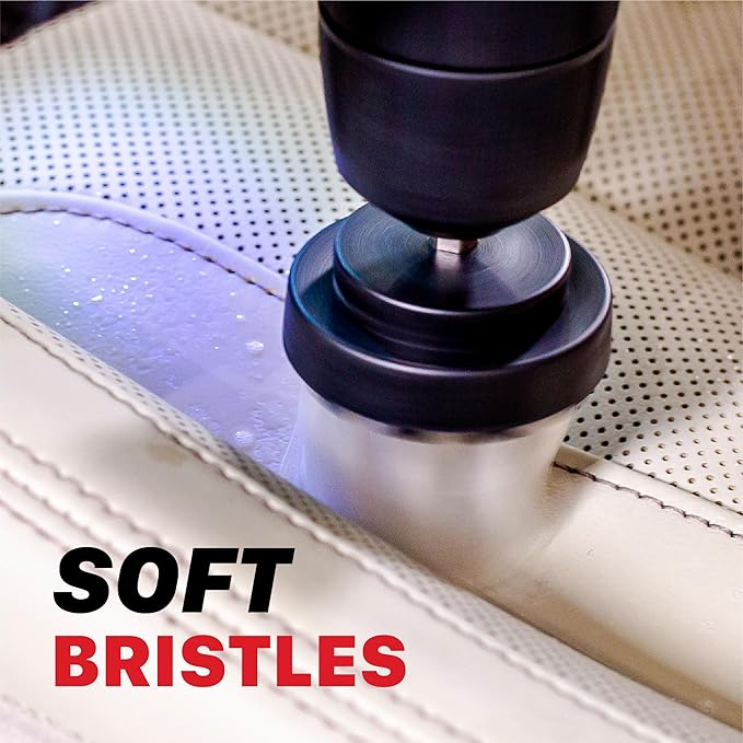 Maxshine 2" & 4" Universal 2-Piece Soft Leather Drill Brush Attachment Set – Professional Detailing for Leather, Fabric, Delicate Carpets & Convertible Tops – Gentle Cleaning Tool