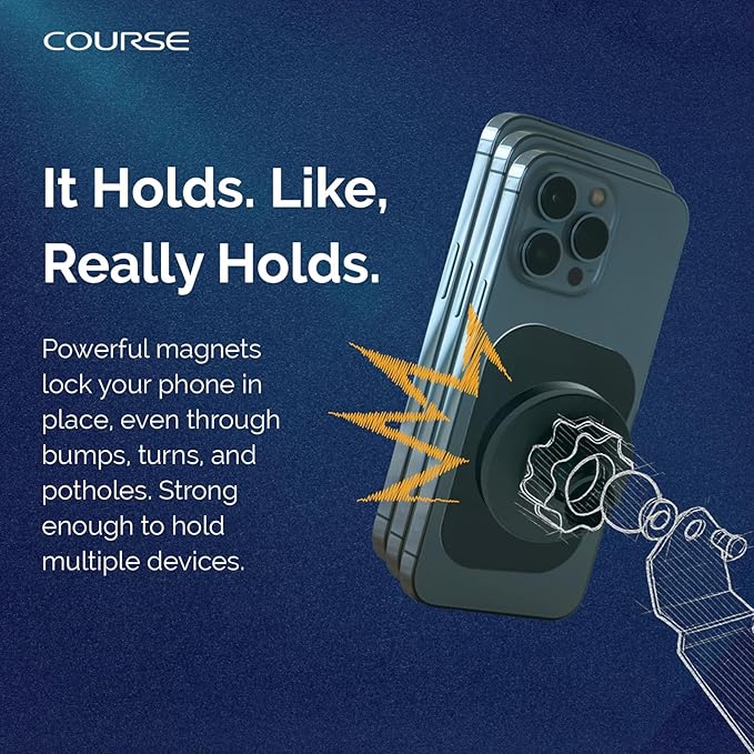 Course Motorsports Direct Fit Phone Mount | MagSafe Compatible and Wireless Charging | Compatible with Chevrolet Silverado/GMC Sierra 1500 (2019+) 2500/3500 (2020+) - Magnetic Charging Head