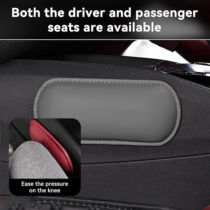 Car Center Console Knee Leg Elbow Cushion Pad, Soft Leather Door Armrest Foot Care Thigh Support Comfort Pillow, Auto Interior Accessories for Knee Pain Relief (Gray)