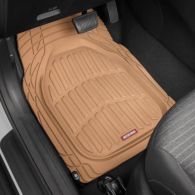 Motor Trend FlexTough Contour Heavy Duty Rubber Car Floor Mats with Cargo Liner - All Weather Full Set Front & Rear fits Most Cars Truck SUV, Automotive Floor Mats