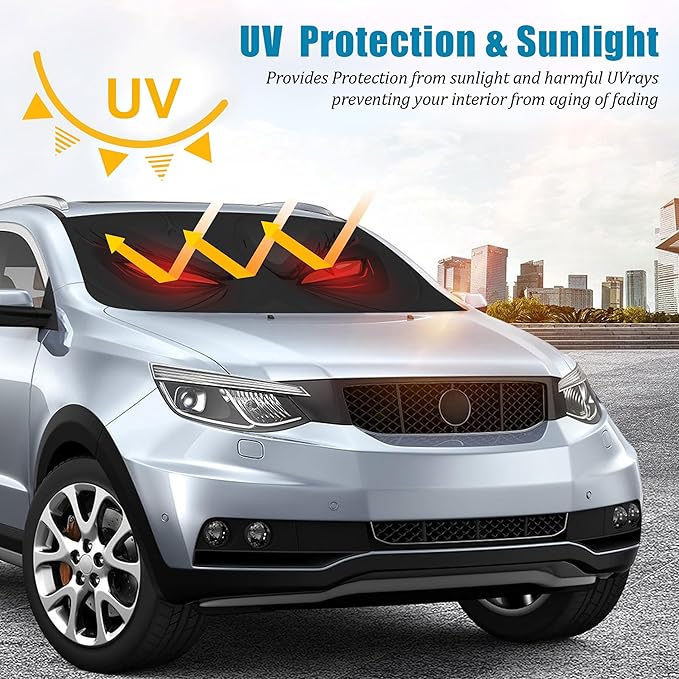 Red Eyes Car Windshield Sun Shade Foldable Sunshade Front Window Cover Sun Visor Protector Accessories (59x27.5 inches)